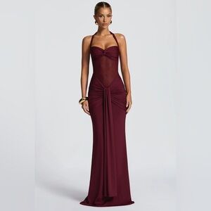 New Selena Rose Maroon Red Halter Neck Dress NWT